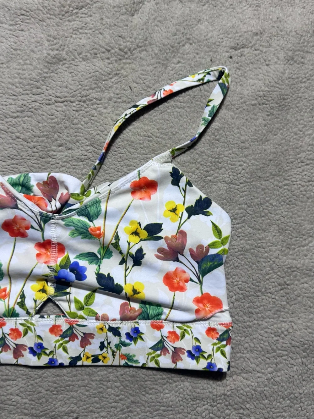 Fabletics Sports Bra Womens Large Kenzie Poppy Field Print Moisture Wicking